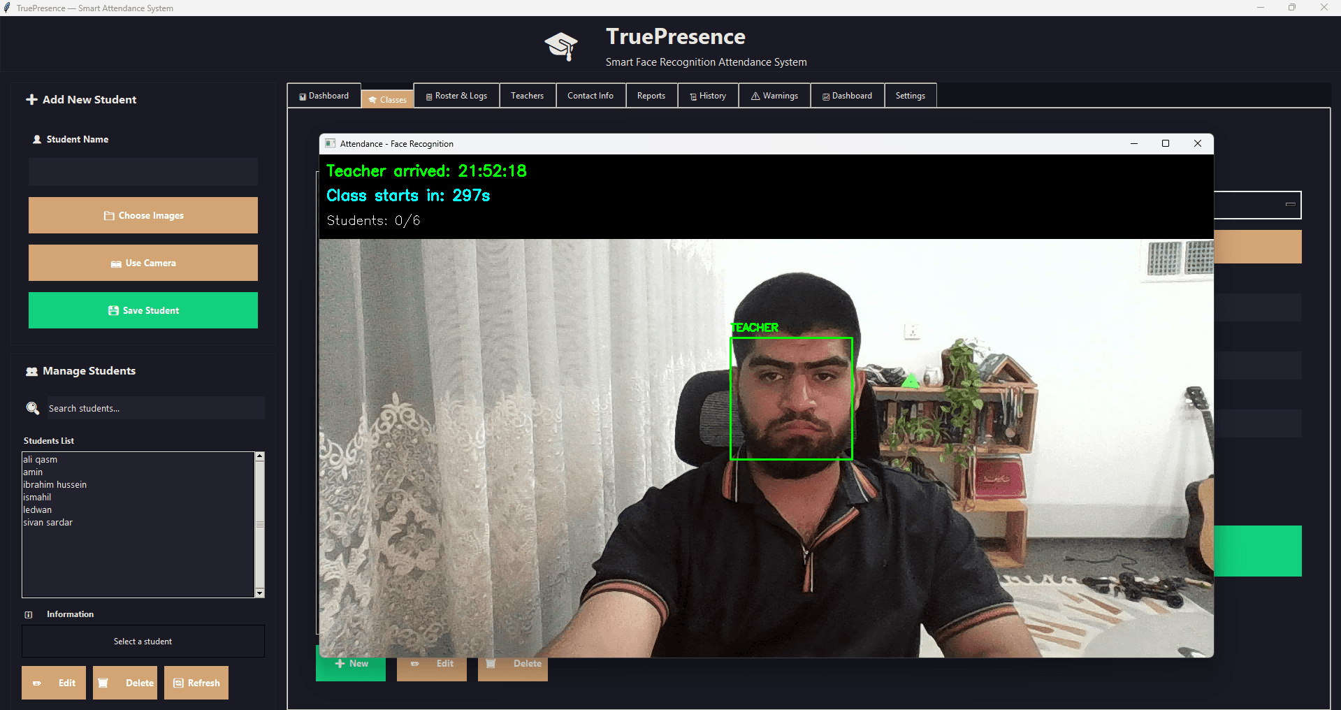 Face Track Pro — AI face recognition attendance system desktop application